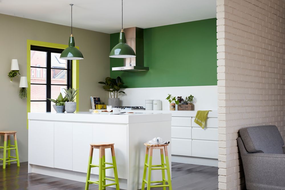 kitchen light with greens